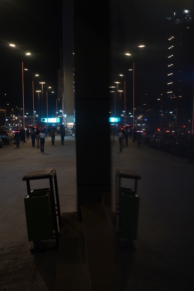 Glass reflection of pedestrians